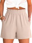 ANRABESS Shorts for Women Summer Casual Elastic High Waisted Dressy Lounge Shorts Comfy Bottoms 2025 Beach Vacation Clothes Khaki Medium