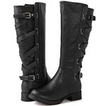 GLOBALWIN Women's Quilted Knee High Fashion Boots Strappy Boots For Women, 21yy10 Black3, 8