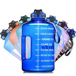 SLUXKE 1Gallon Water Bottle with Straw and Motivational Time Marker Easy Sipping Leakproof BPA Free 128OZ/74OZ Large Fitness Sports Water Jug to Ensure You Drink Enough Water Throughout The Day