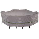 Duck Covers Soteria Waterproof 109" Long Rectangular/Oval Patio Table with Chairs Cover