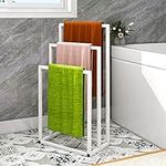 Freestanding Towel Racks with 3 Towel Stands Rail for Bathroom Accessories Organizer, Towel Holder, Bath & Hand Towels Storage, White