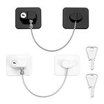 RosewineC 2PCS Refrigerator Door Locks, Children Safety Window Lock, Fridge Lock, Stainless Steel Cabinet Lock with 4 Keys and Strong Adhesive for Cabinet Drawer Fridge Freezer etc(White, Black)