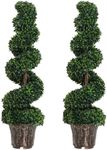 Outsunny Set of 2 Artificial Trees, Artificial Boxwood Spiral Topiary Trees Potted Decorative Plant Indoor Décor 120cm