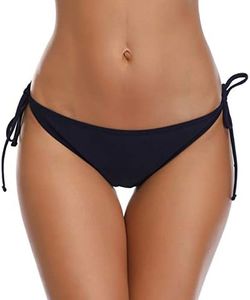 Lanmiya Women's Swim Bottom Tie Side Bikini Bottom Tankini Swimsuit Briefs(Black-L)