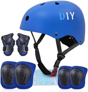 FIODAY Kids Bike Helmet Knee Pads for Kids Adjustable Protective Gear with Knee and Elbow Pads Wrist Guards Toddler Helmet for Boys Girls Skateboard Inline Skating Scooter, 3-5-8-13 Years