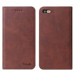 TOHULLE iPhone 6 Case, iPhone 6S Case, Premium PU Leather Wallet Case with Card Holder Kickstand Built-in Magnetic Closure Flip Folio Phone Cover for iPhone 6/6S - Coffee Brown