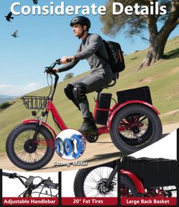 NOMIGO Electric Tricycle 48V – 20x4.0 Fat Tire Adult E-Trike