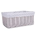 Colorful Painted Nursery Baby Room Wicker Storage Basket New Born Gift Hamper (Grey, Large)