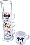 Disney Classic Mickey Mouse and Friends Christmas Holiday Character Faces 4-Pack Stacking Ceramic Mug Set - Mickey Mouse, Minnie Mouse, Donald Duck, and Goofy - 10-Ounces