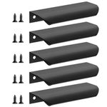 Malimali 5 Pack Black Finger Edge Pulls for Cabinets 4.72" Drawer Pulls Kitchen Cabinet Handles Modern Aluminum Concealed Tab Pulls for Closet Door, Matte Black