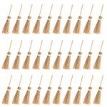 30 Pieces Mini Witch Brooms Mini Broomstick Straw Craft Decor Brooms Artificial Witch Brooms with White Rope for Halloween Hanging Decoration Dollhouse Accessories