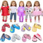 MSYO Doll Clothes and Accessories for 18 Inch Dolls, Including 5 Sets of Fixed Doll Clothes and 2 Pairs of Randomly Shipped Shoes ( from 8 ), American Doll Accessories for Girls