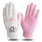 Amy Sport Ladies Golf Gloves Left Right Hand Rain Grip All Weather Pink Value 2 Pack, Women’s Lh Rh Glove for Lady Girl Golfer Size Size Small Medium Large XL (Medium, Worn on Left Hand)