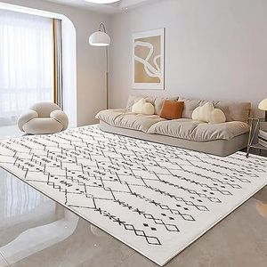 Leesentec Moroccan Area Rugs 200x250cm Living Room Rugs Modern Abstract Rug Geometric Carpet Non-Slip Short Pile Rug Large Rugs for Living Room Soft Bedroom Area Rug (Beige/Ivory)