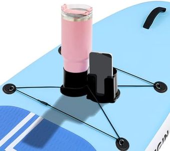Paddleboard Cup Holder, 3.15″ Diameter Paddle Board and Kayak Drink Holder, 2-in-1 Paddle Board Cup and Phone Holder Accessories for SUP Kayak Boat(Black)