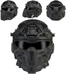 WLXW Ronin Assault Helmet, Fast Airsoft Full Face Helmet, Built-In Tactical Headset Anti-Fog Fans Sunshade Sliding Goggles, for Military CS Paintball Shooting, Hunting, Outdoor Sports,BCP