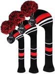 Scott Edward Golf Club Head Covers Set of 3 Fits Well Driver(460cc) Fairway Wood and Hybrid(UT) The Perfect Change for Golf Bag (Red)