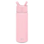 Simple Modern Kids Water Bottle with Straw Lid Vacuum Insulated Stainless Steel Metal Thermos Bottles | Reusable Leak Proof BPA-Free Flask for School | Summit Collection | 18oz, Blush