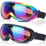 Rngeo Ski Goggles, Pack of 2, Motorcycle Goggles Snowboard Goggles for Kids, Boys & Girls, Youth, Men & Women