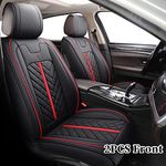 Tomatoman Seat Covers Compatible with Toyota Rav4 Camry Corolla Tacoma 4runner Highlander Yaris Avalon Crown Chr Matrix Venza Hyundai Elantra Tucson Sonata(2PCS Front/Black-Red)