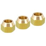 PATIKIL 5/8 SAE Thread Brass Flare Cap, 3 Pack 45 Degree Flared Tube Fitting Nut Hydraulic Pipe Fitting for Air Conditioner Water Gas Line, Glossy Surface