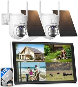 GAIEXCE Wireless Solar Camera System Outdoor, 2PCS 4MP Battery Operated Security Camera,【 No Monthly Fee】, Pan Tilt 360° View, PIR Motion Detection, Color Night Vision, 10'' LCD, IP66, 2-Way Audio