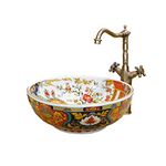 Retro Luxury Style Ceramic Worktop Sink for Bathroom,1 Handmade Washbasin from Jingdezhen