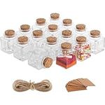 BELLE VOUS Small Glass Jars with Lids - 50ml Mini Bottles for Wedding Favours/Potion Bottles - Small Glass Bottles/Jars with Cork Stoppers, Label Tags & Twine - Mini Jars for Storage