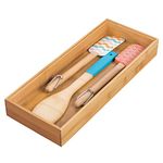 iDesign Formbu Storage Box, Utensil Crafted from Renewable Bamboo, Stackable Cutlery Holder for Kitchen Drawers, Beige, Wood