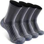 SITOISBE Cushioned Compression Unisex Mid-crew Socks 4-Pack, Medium, Gray