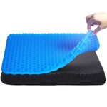 SCYFREID Gel Seat Cushion for Long Sitting, Gel Chair Cushion Comfy, Gel Car Seat Cushion Breathable, Blue Gel Seat Cushion for Office Chair