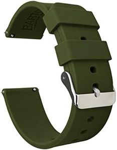 BARTON WATCH BANDS 22mm Army Green Soft Silicone Quick Release Straps