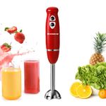 Wonderchef Regalia Hand Blender Mixer | 350W | Sharp Stainless-Steel Blades | Dual Speed Settings | for Hot & Cold Blending | Detachable Blending Arm | 2-Year Warranty | Red