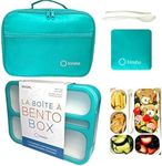 Bento-Box Lunch Bag Set with Ice Pack, Lunch Boxes Snack Containers for Kids Boys Girls Adults. 6 Compartments, Leakproof Portion Container Boxes for School Lunches Teal