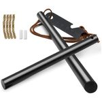 BCHARYA Fire Starter Survival Tool Round Solid Ferro Rod & Jumbo Tinder Rope, Survival Igniter with Neck Lanyard & Multi-Tool Striker Lanyard for Outdoor Survival, Camping and Emergency Situations