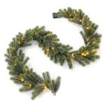 6ft Christmas Garland with Warm White LED Lights, Timer, and Battery-Powered, Artificial Green Pine, Festive Decoration for Fireplace, Party, Holiday Home, Winter Wreaths, Indoor/Outdoor Use