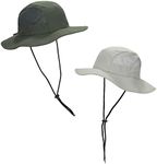 2-Pack Olive & Light Grey Wide Brim Paddler Sun Hat with Vented Mesh Side Panels