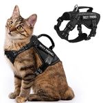 Tactical Cat Harness, Air Mesh Cat Walking Vest Harness Escape Proof, Reflective Extra Large Cat Harnesses with Handle for Adult Fat Cats (Black, XL)