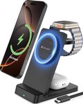 eller santé® NEXFOLD 3in1 Wireless Charger 23W Magnetic Mag-Safe for iPhone 16/16 Plus/16 Pro/16 Pro Max, iPhone 15/15 Plus/15 Pro/15 Pro Max, iPhone 14/13/12, Airpods, Series 9/8/7/6/5/4/SE-Black