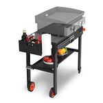 EUTRKei Outdoor Table Grill Griddle Stand, Outdoor Kitchen Pizza Oven Table, Folding Dining Cart Table with Double-Shelf and 4 Wheels, for Ninja/Blackstone Griddle