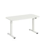 Steelcase Solo Sit-to-Stand Electric Height-Adjustable Home Office Desk with Programmable Controller, Powerful Motor, Anti-Collision Sensor + Cable Management Net in Snow/Pearl Snow (140 x 70 cm)