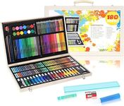 VINTAGER 180 Pcs Art Set with Case for Kids, Art and Craft Supplies Kit for Drawing and Painting, Color Set with Markers, Water Colors, Brush, Color Pencils, Crayons - Multicolor