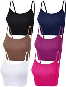 SATINIOR 6 Pieces Women Crop Cami Top Sleeveless Spaghetti Strap Tank Top for Sports Yoga (Purple, Rose Red, Navy Blue, Black, Coffee, White, Small)