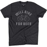 Magic Pine Will Bike for Beer Funny Novelty Graphic T-Shirt for Cyclists, Charcoal Gray, Charcoal Gray, Small