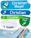 155 pcs Personalized Name Labels for Kids School. 100 Iron on Labels for Clothing and 55 Name tag Stickers. Labels to Mark Clothes and School Supplies. (Color 5)