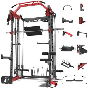ALL10 Smith Machine for Home Gym, Power Rack with Cable Crossover, Squat Rack with Leg Press and Advanced LAT Pull-Down , 2000LB Weight Capacity (Smith Machine with Barbell)