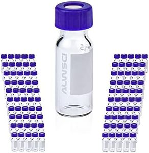 ALWSCI 2 ML 9 mm HPLC Vial，Clear Autosampler Vial, Borosilicate Sample Vial with Graduation, 9-425 Type Screw Threaded Vial, Blue Screw Cap with Hole, Red PTFE&White Silicone Septa, 100 of Pack