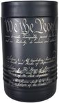 We The People Constitution Double Walled Stainless Steel Insulated Can Cooler – Holds 12 or 16 oz Cans or 12 oz Bottles - Two-Sided Engraving - Includes USA Flag Sticker (We The People)