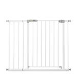 hauck Open N Stop KD with 21cm Extension, White - Pressure Fit Baby Gate 96-101 cm for Doors & Stairs, Closes Manually, Opens to Both Sides with One Hand, Metal