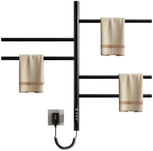 Toallero Baño Radiador, Calentador de toallas con termostato inteligente WiFi, para Alexa y Google Home y APP, 420x660 mm, rotación de 180°, Toallero Electrico, Radiador Secador de Toallas-WIFI Black